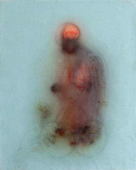 Bryan Christie, "Evelyn," silk and encaustic, 20 X16 in., 2012