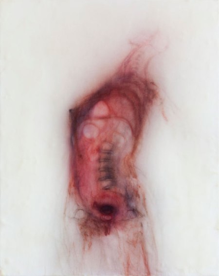 Bryan Christie, "Zoe," silk and encaustic, 20 X 16 in., 2012